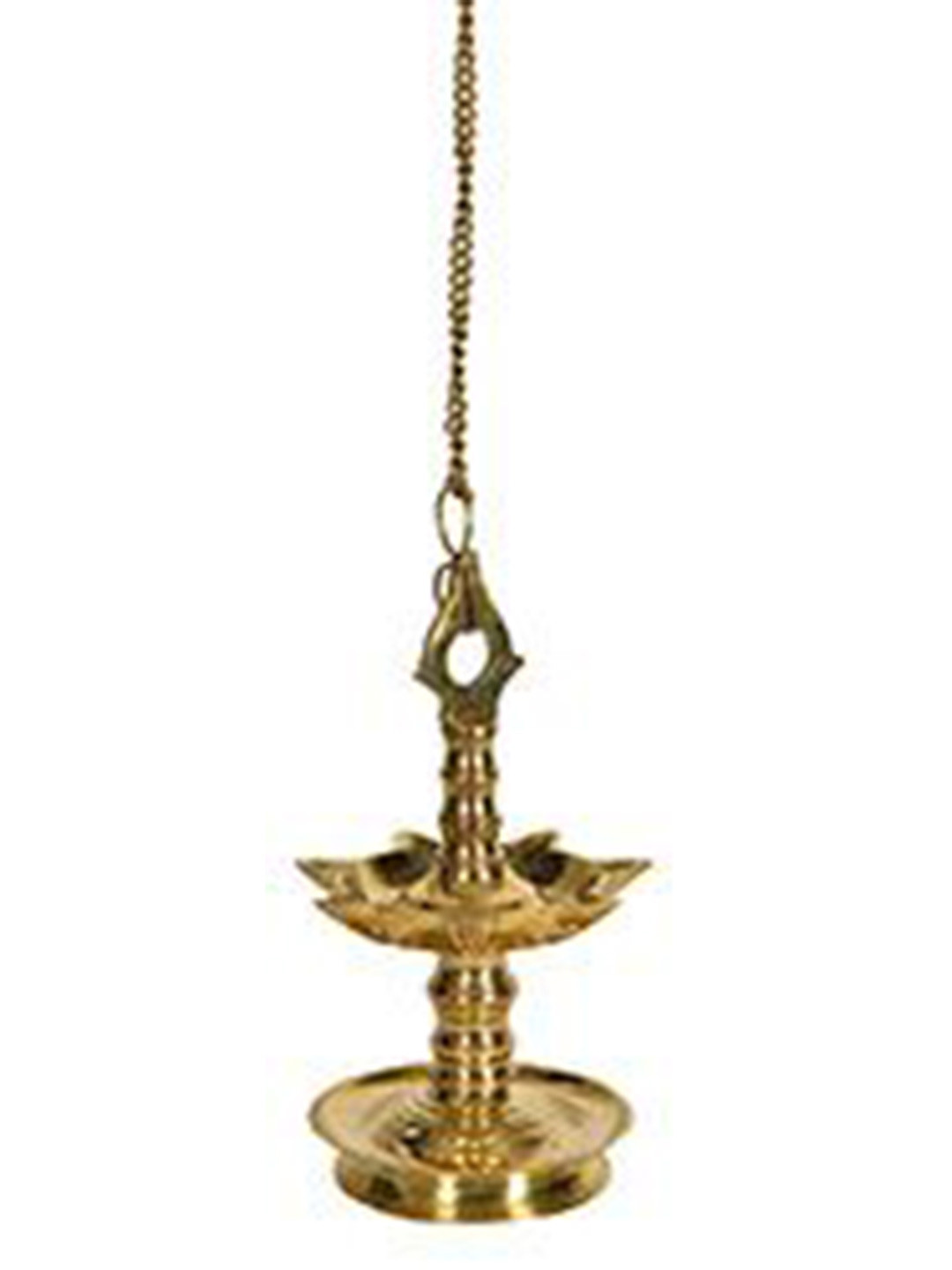 

Exotic India 9" Seven Wicks Lamp in Brass - Made in India, Gold