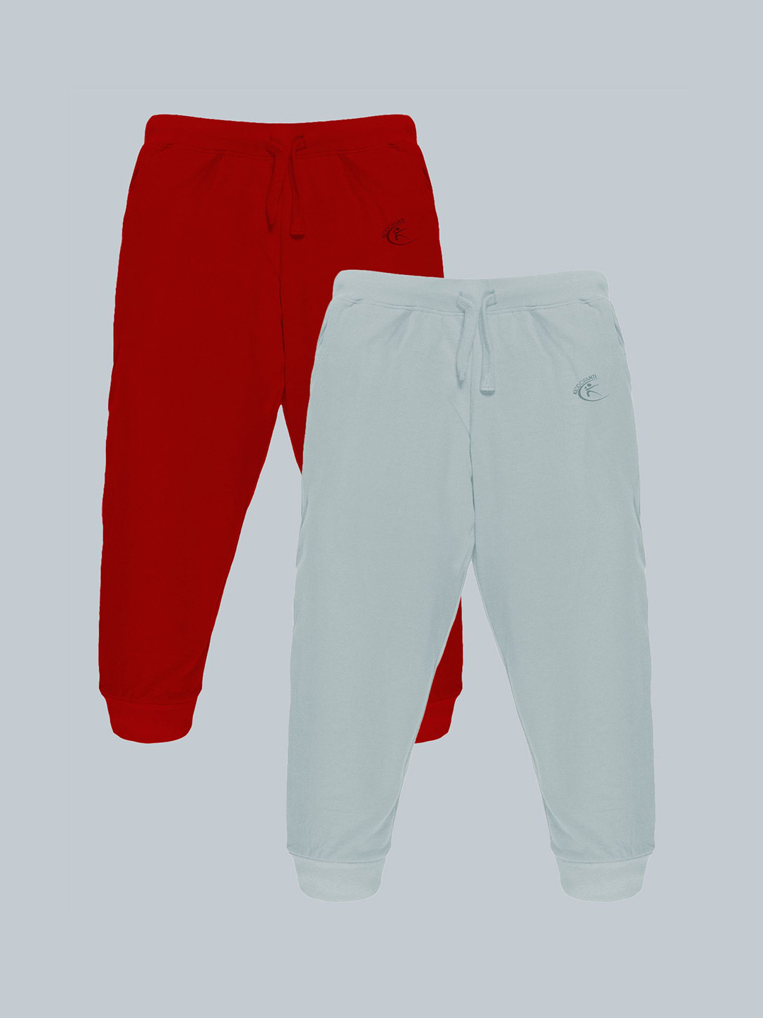 

KiddoPanti Kids Pack Of 2 Pure Cotton Mid-Rise Joggers, Red