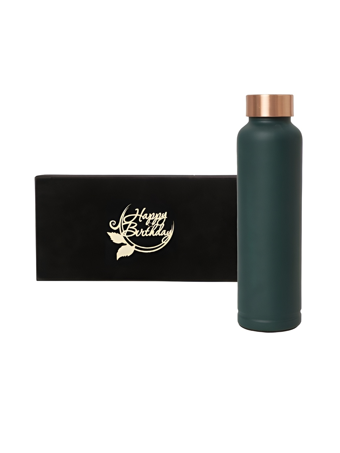 

INTERNATIONAL GIFT Green Copper Water Bottle with Happy Birthday Tag