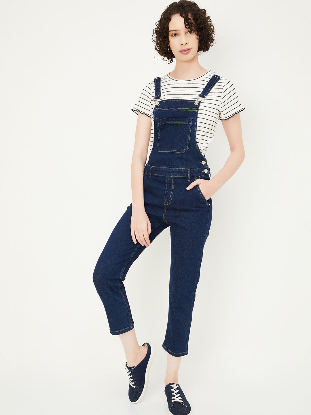 

max Cotton Dungaree With T-Shirt, Blue