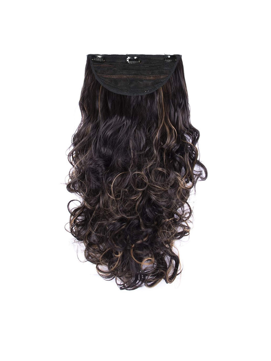 

Milano Treasures Soft Curls Clip-in Dark Brown Golden Highlights Hair Extensions, Gold