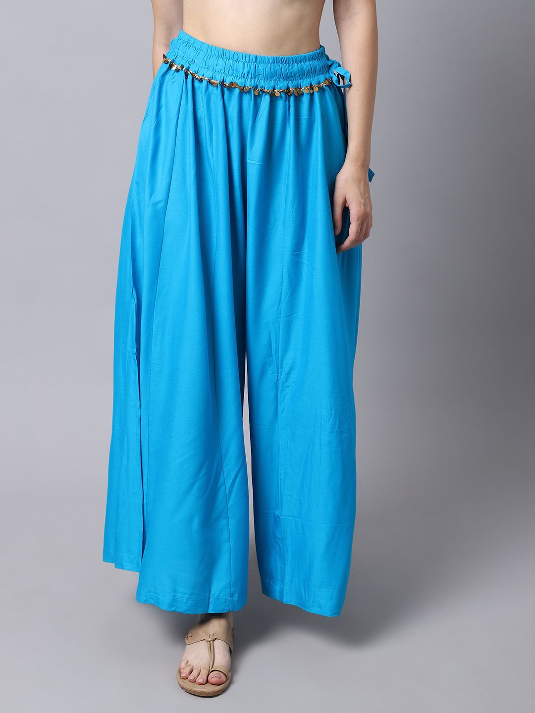 

TAG 7 Women Embellished Flared Ethnic Palazzos, Blue