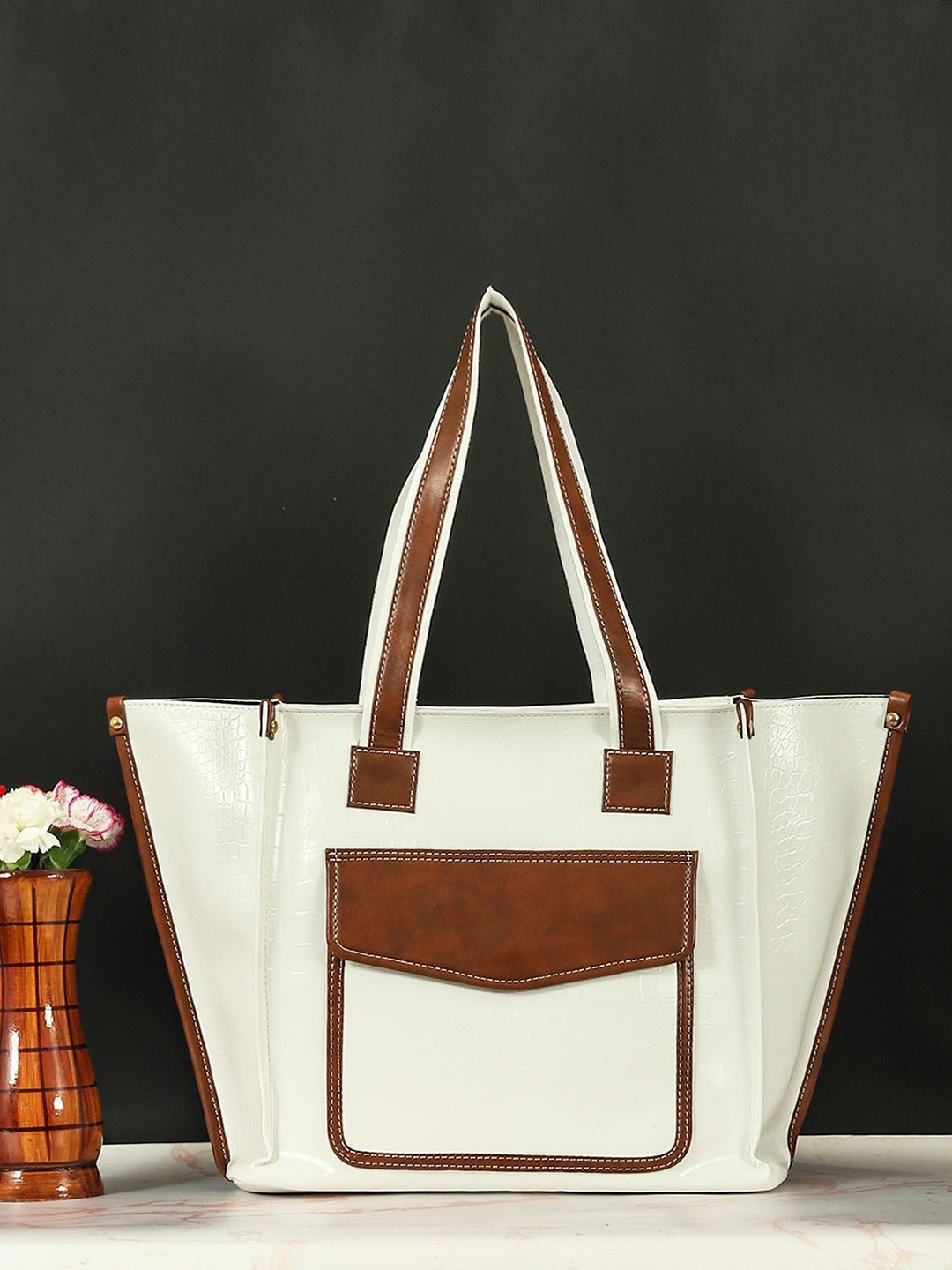 

Bagsy Malone Textured PU Structured Tote Bag, White