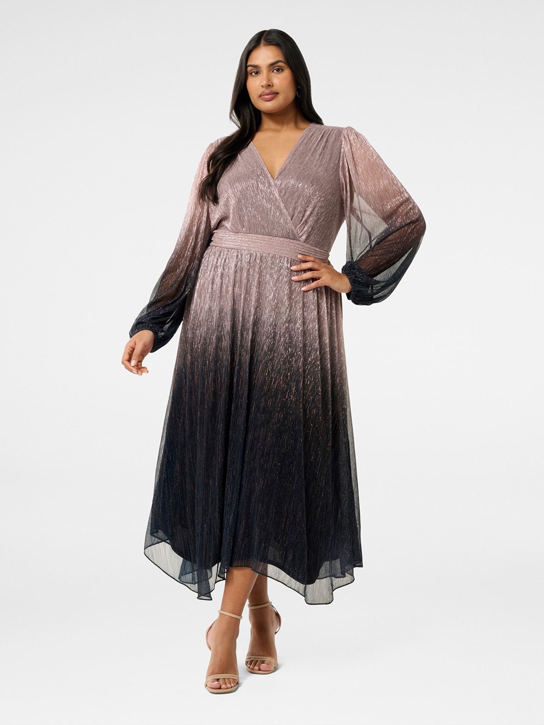 

Forever New Colourblocked Midi Wrap Dress, Purple