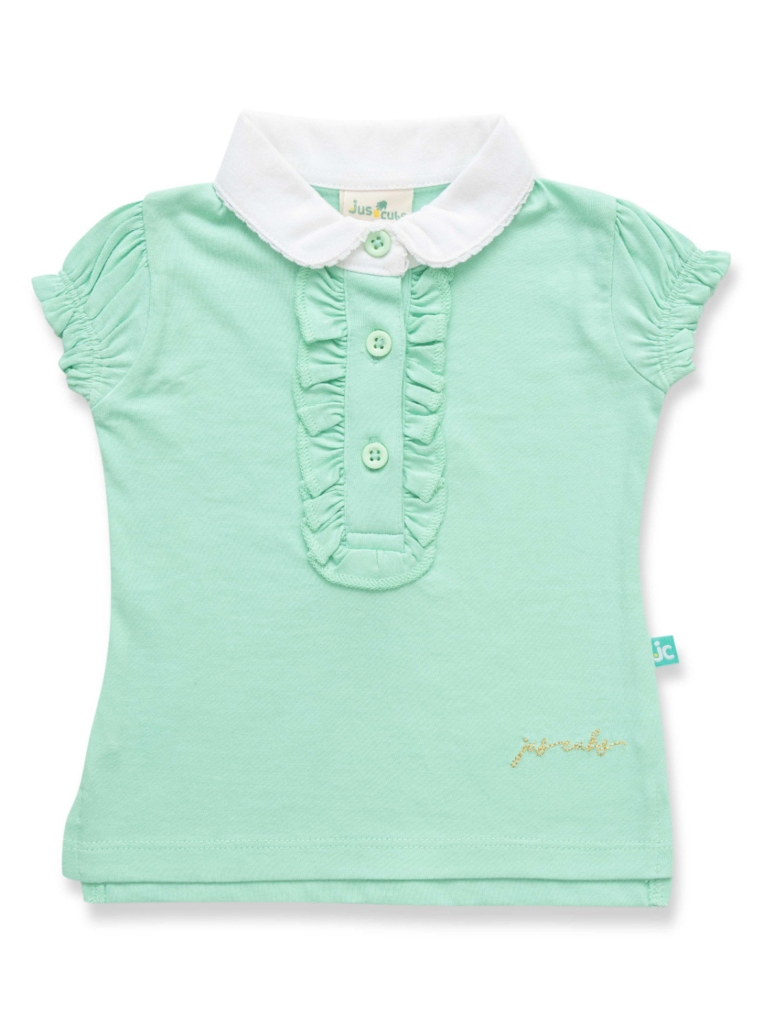 

JusCubs Girls Solid Polo Collar Cotton T-Shirt, Sea green