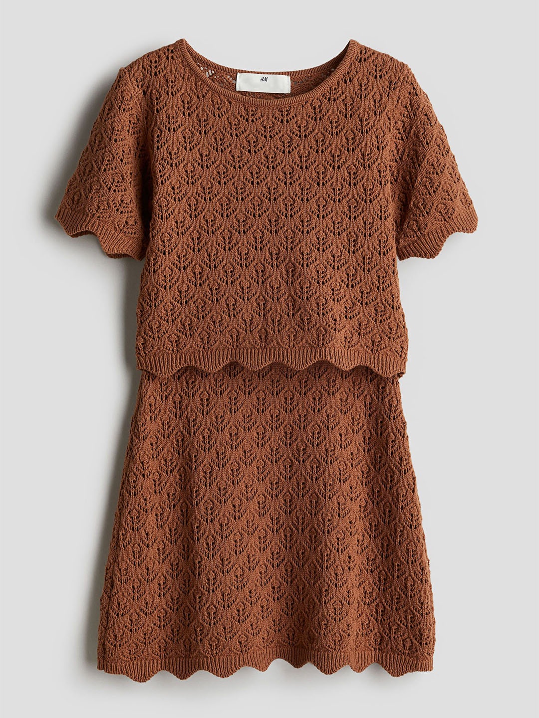 

H&M 2-Piece Crochet-Look Set, Brown