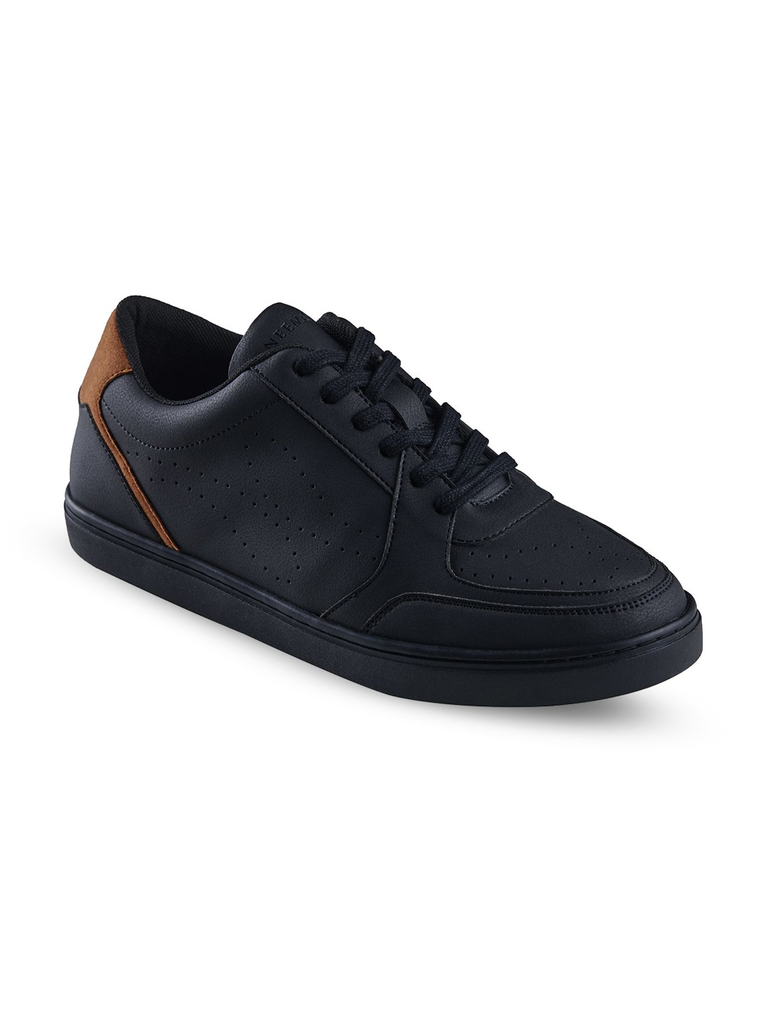 

NEEMANS Unisex PU Lace-Ups Sneakers, Black