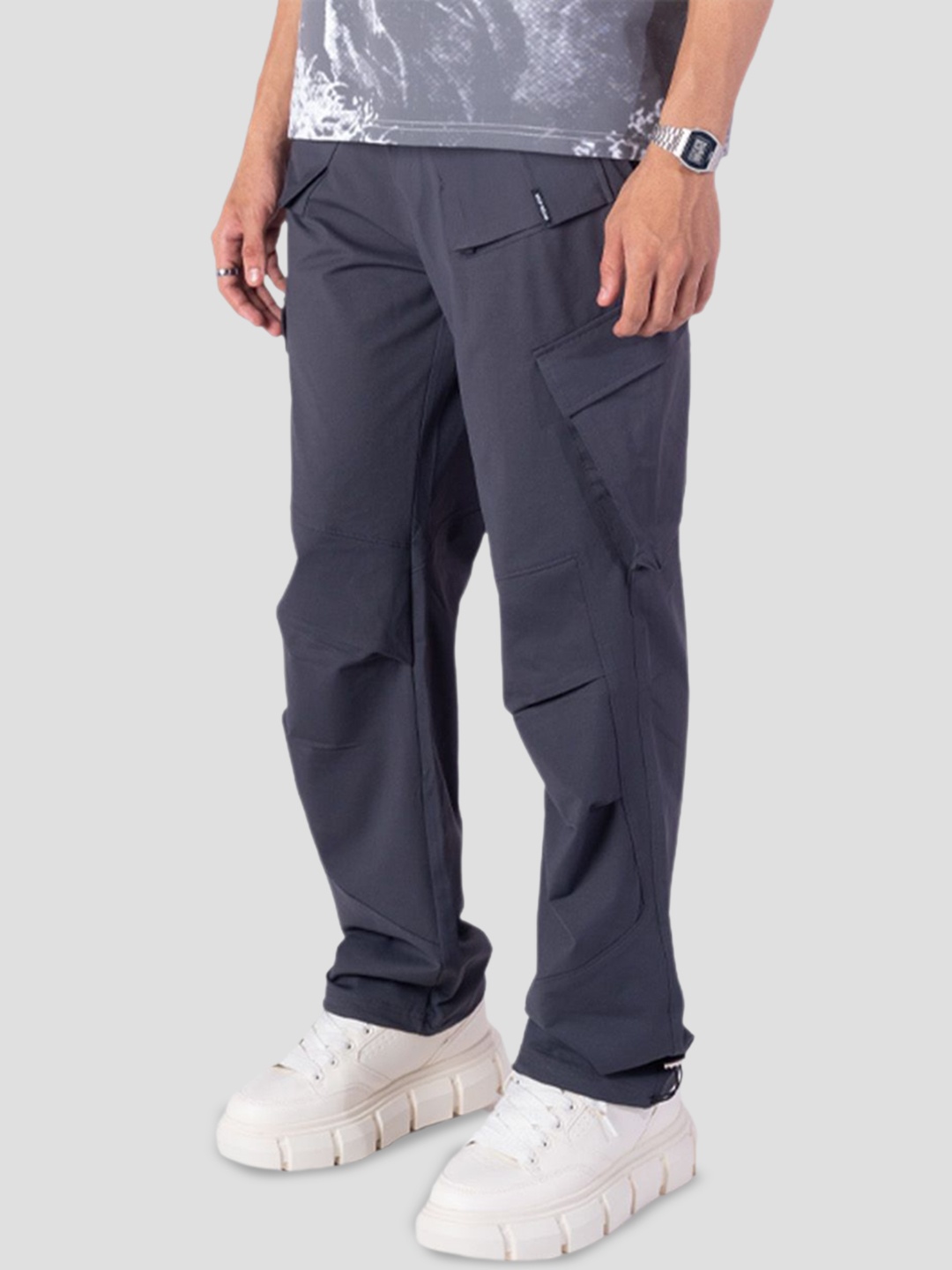 

HOP HEAD Unisex Relaxed Straight Fit Cargos Trousers, Charcoal