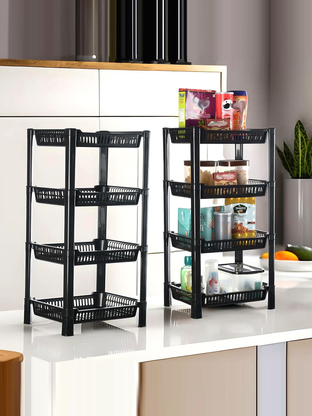 

Kuber Industries Black 2 Pieces Kitchen Multi-Utility Organiser