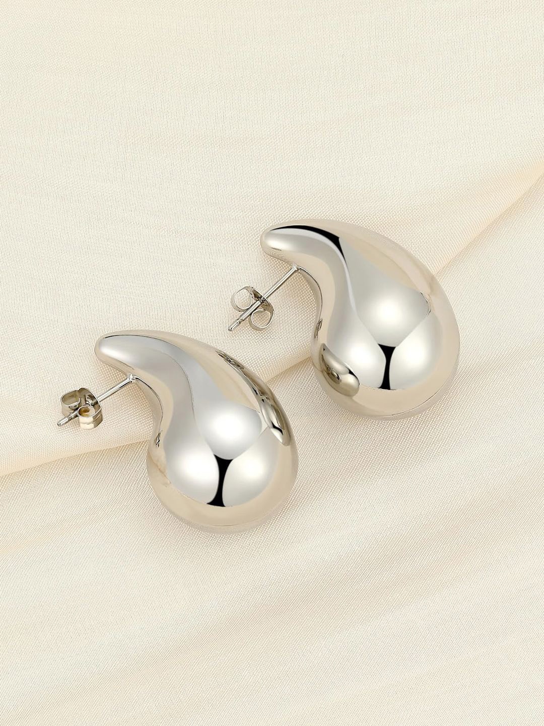 

KRENOZ Stainless Steel Teardrop Shaped Studs, Silver