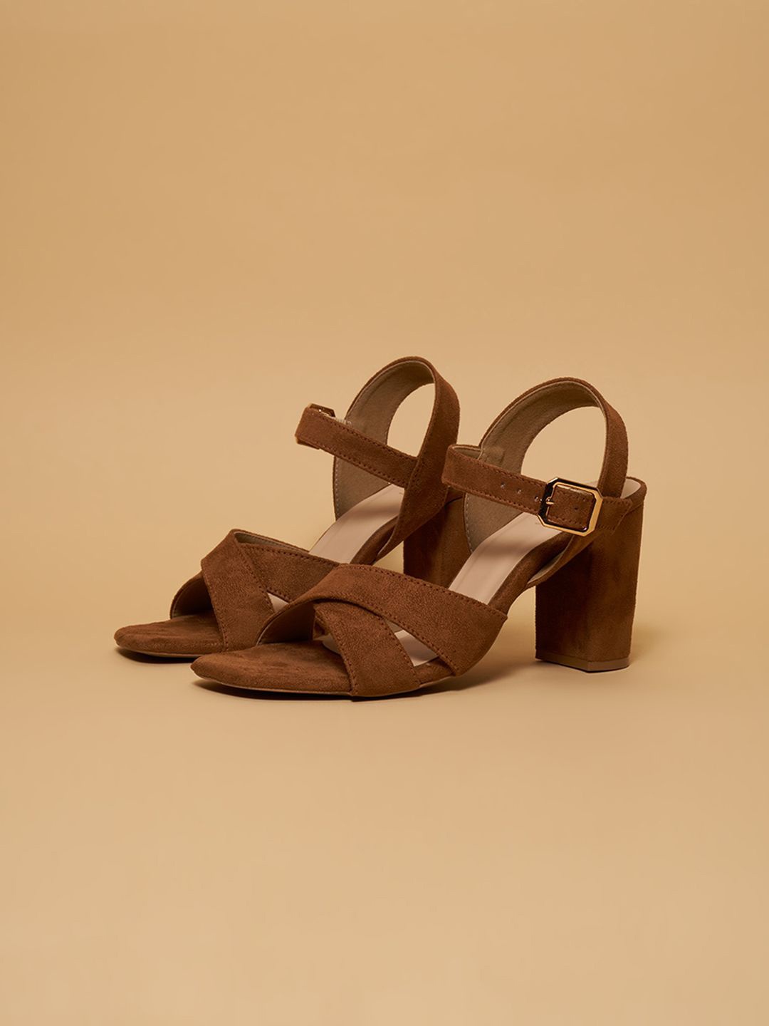 

ERIDANI Block Heel Sandals, Tan