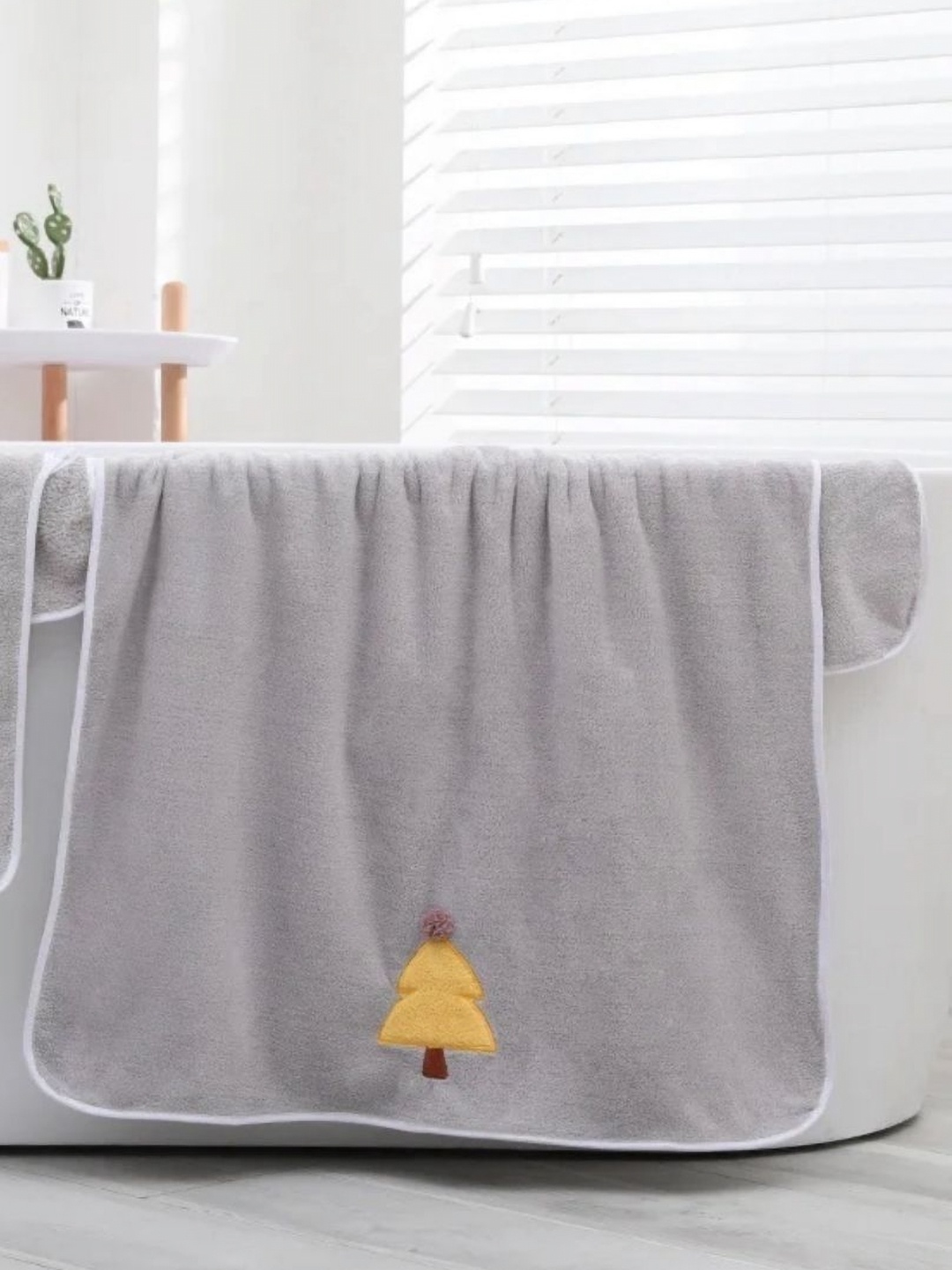 

Butterthief Kids Grey Embroided Cotton 350 GSM Bath Towel