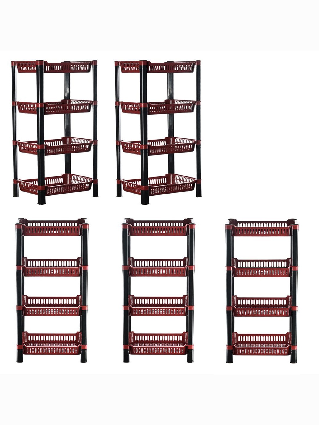 

Kuber Industries Maroon 5 Pcs Long Lasting Multipurpose 3-Layer Kitchen Organiser