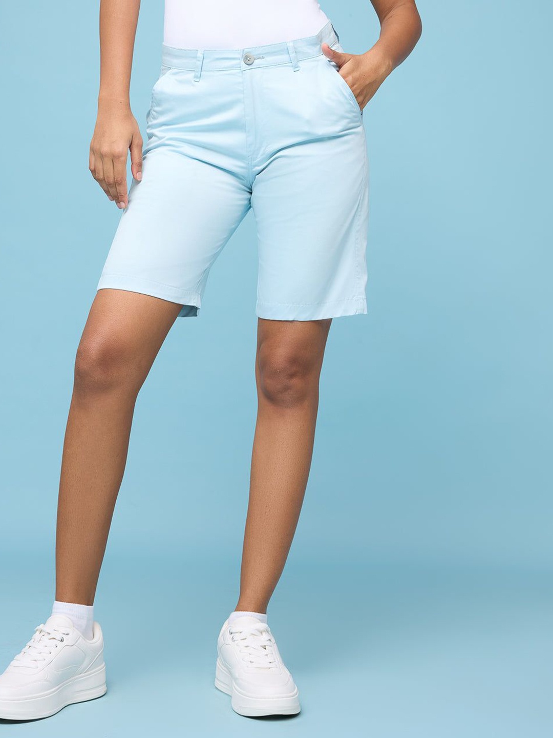

FREAKINS Women Pure Cotton Denim Shorts, Blue