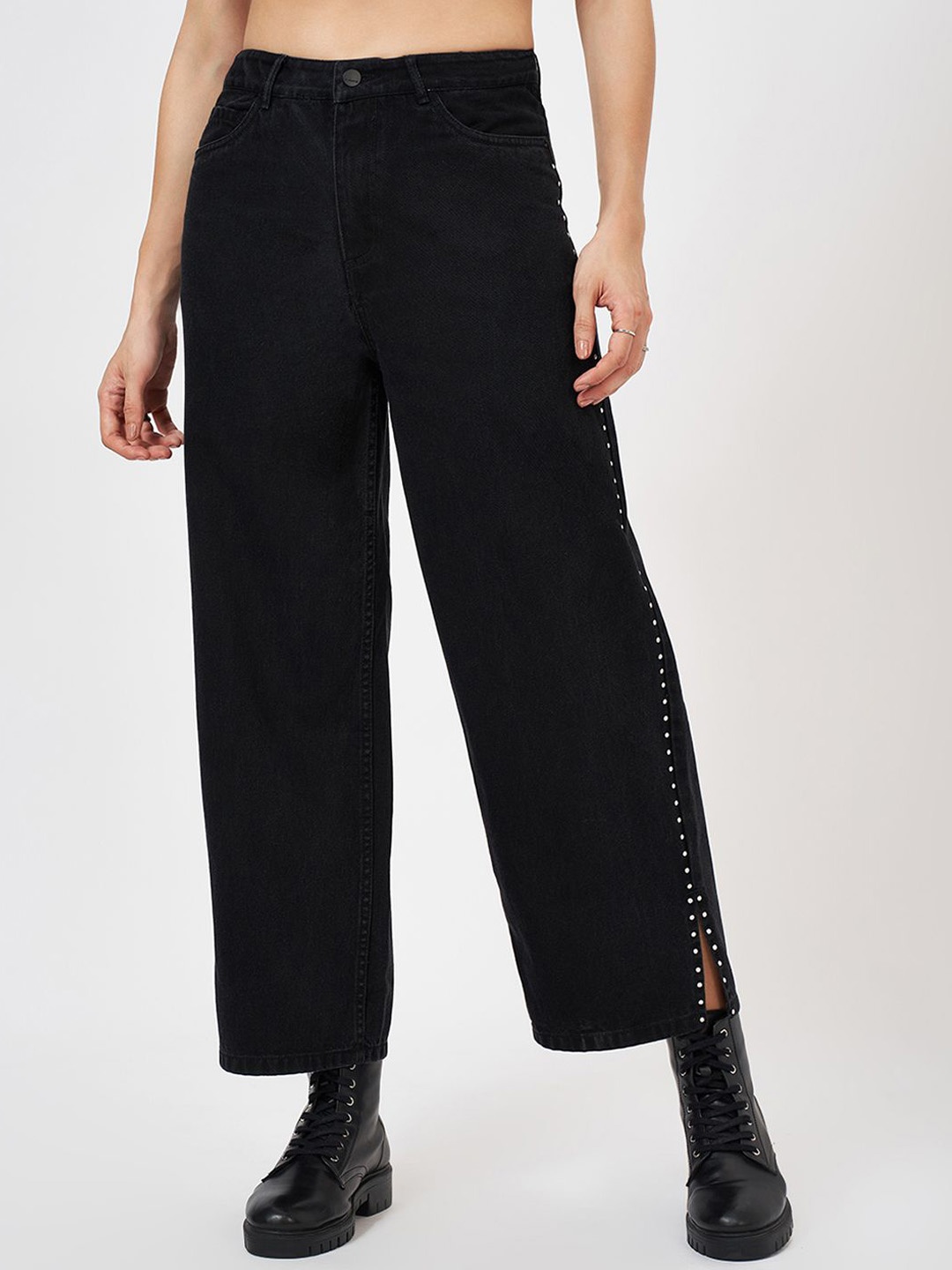 

SF JEANS by Pantaloons Women Straight Fit High-Rise Cotton Jeans, Black