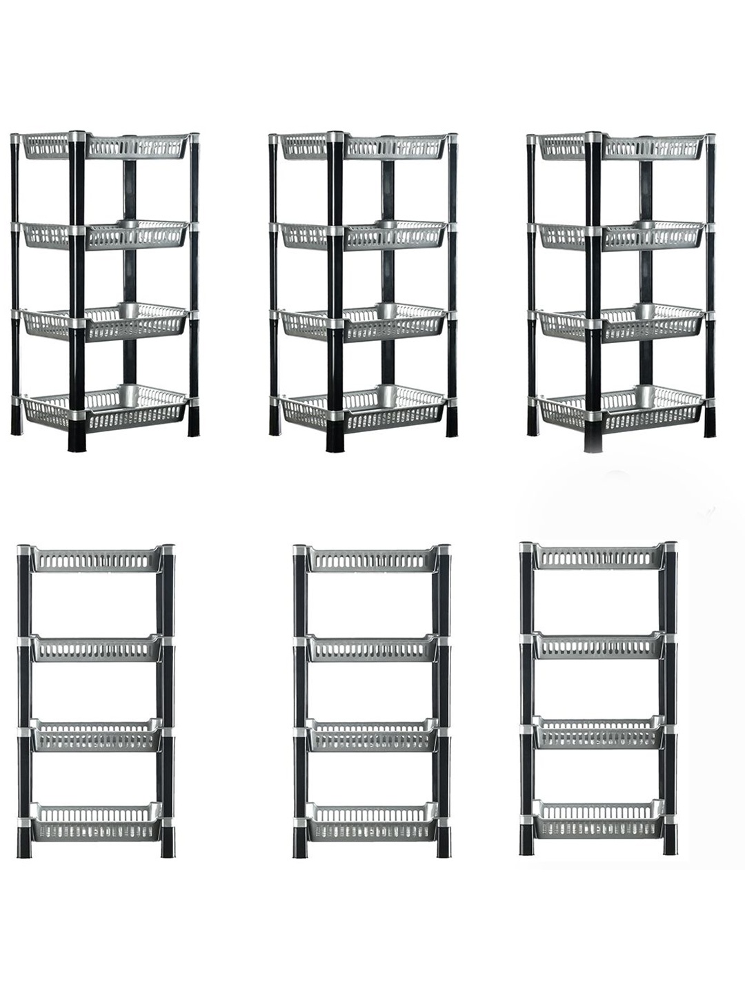 

Kuber Industries Grey & Black 6 Pieces 4-Tier Multi Utility Organisers