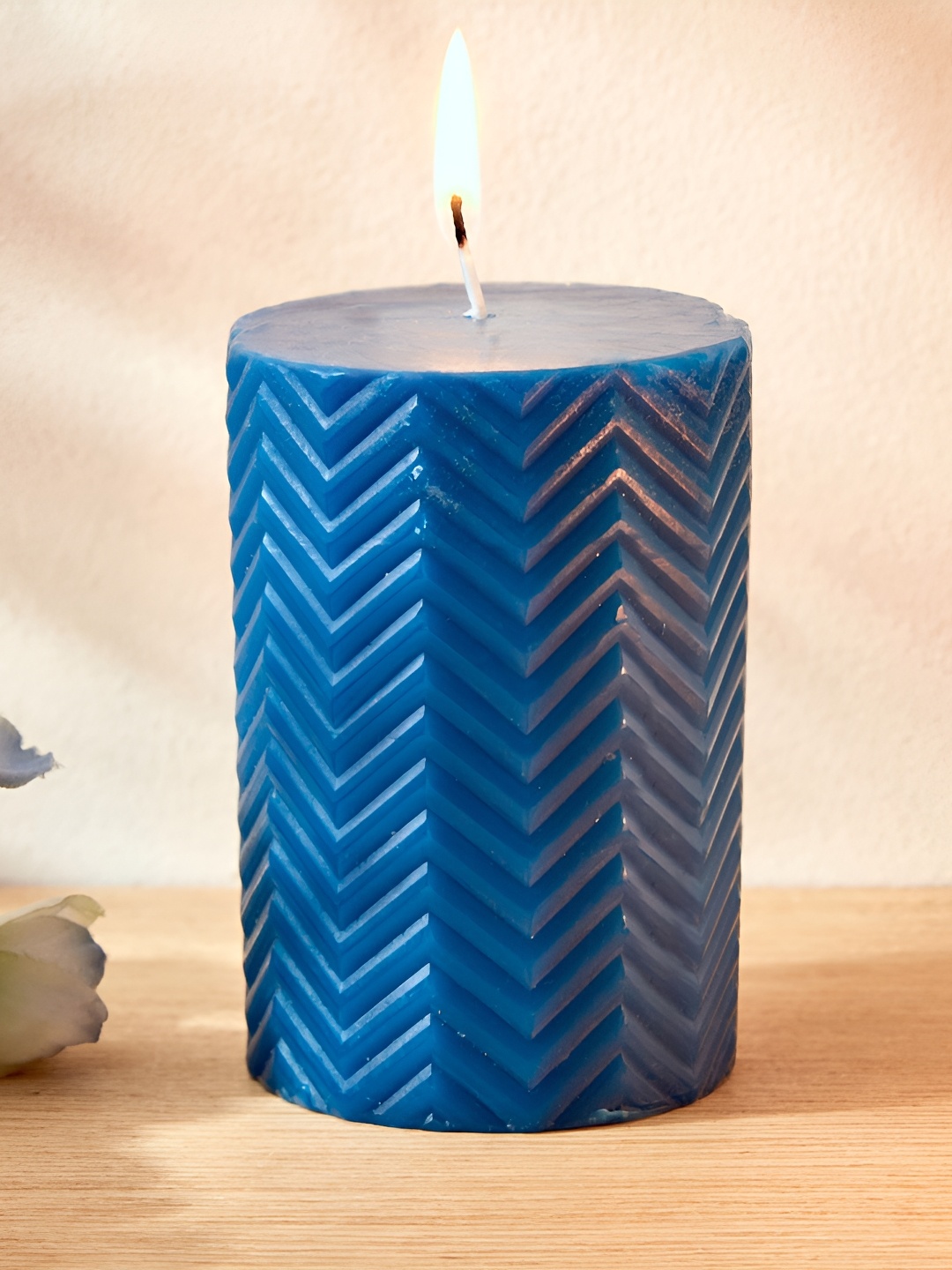 

Home Centre Redolence Blue Egyptian Blue Cotton Linen Scented Pillar Candle