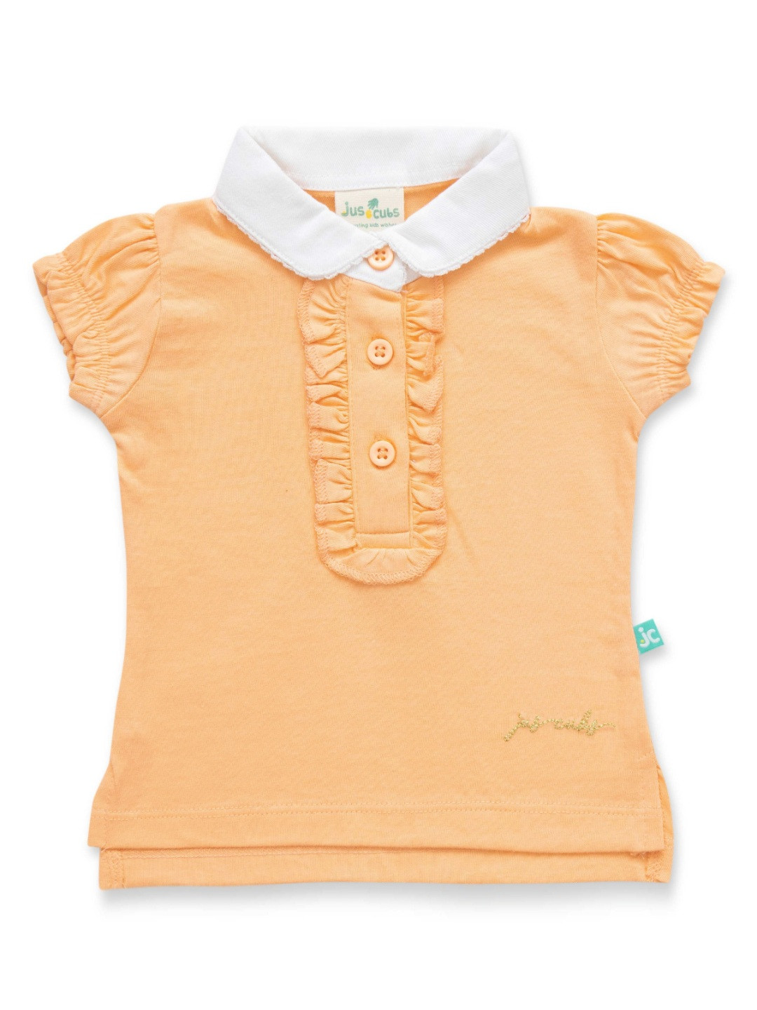 

JusCubs Girls Solid Polo Collar T-shirt, Orange