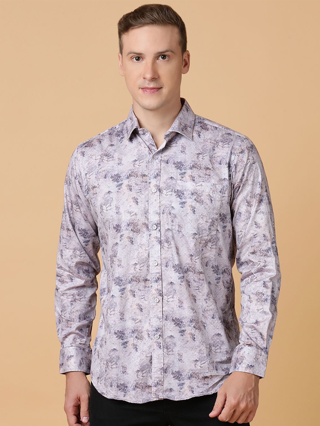 

TABARD Men Spread Collar Abstract Printed Cotton Casual Shirt, Purple