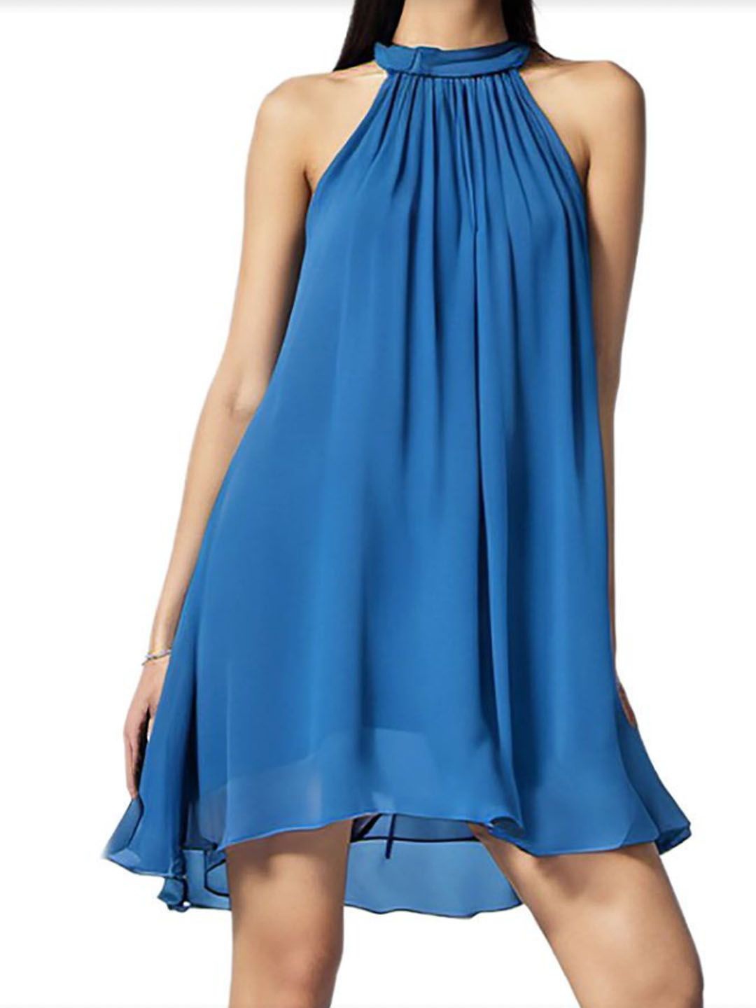 

StyleCast Halter Neck Georgette A-Line Mini Dress, Blue