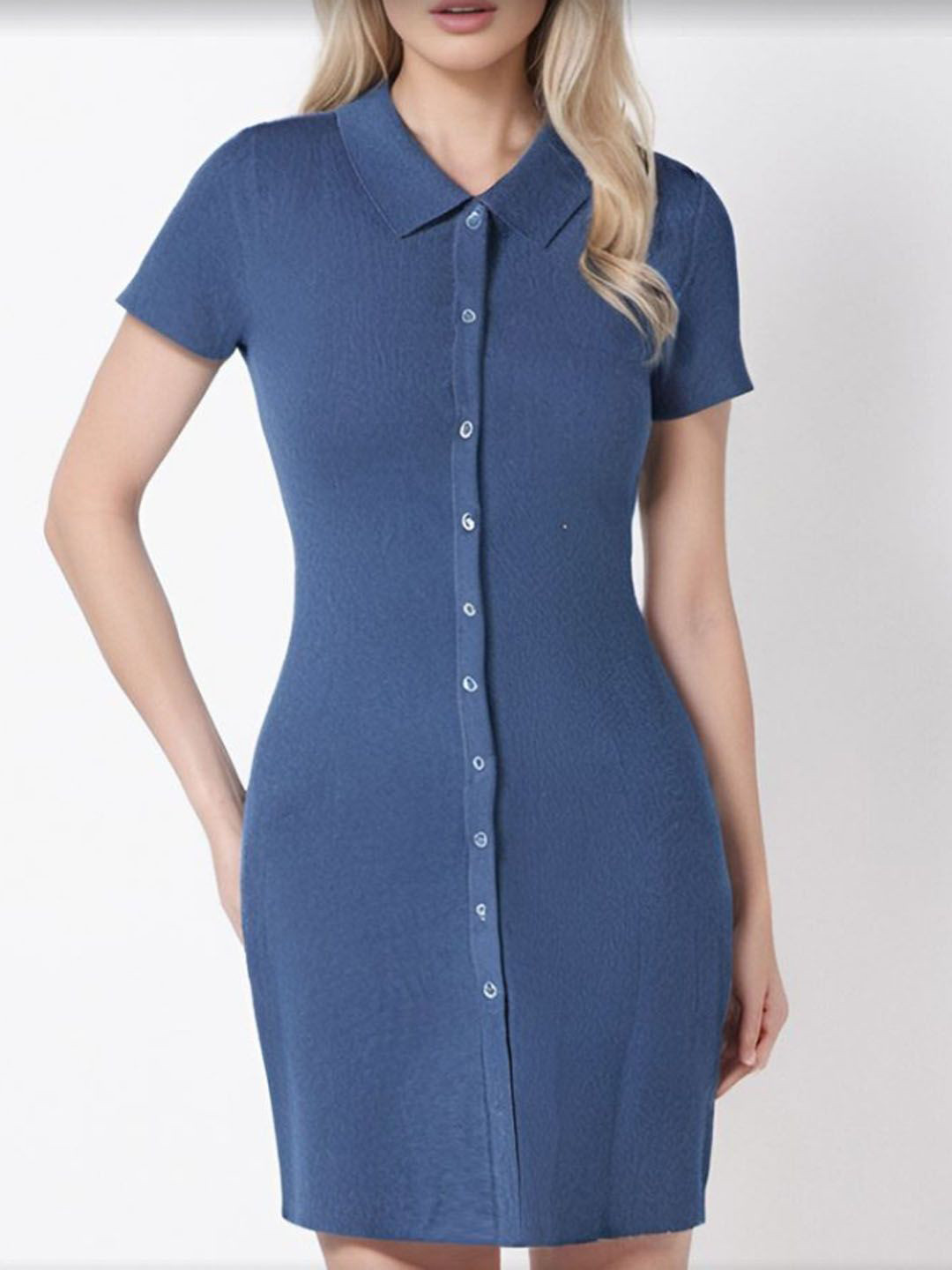

StyleCast Georgette Solid Shirt Dress, Blue