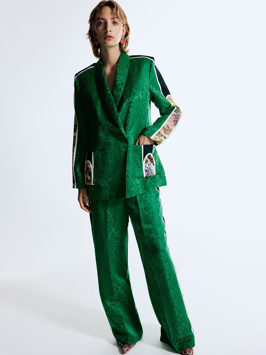 

H&M Printed Trouser, Green