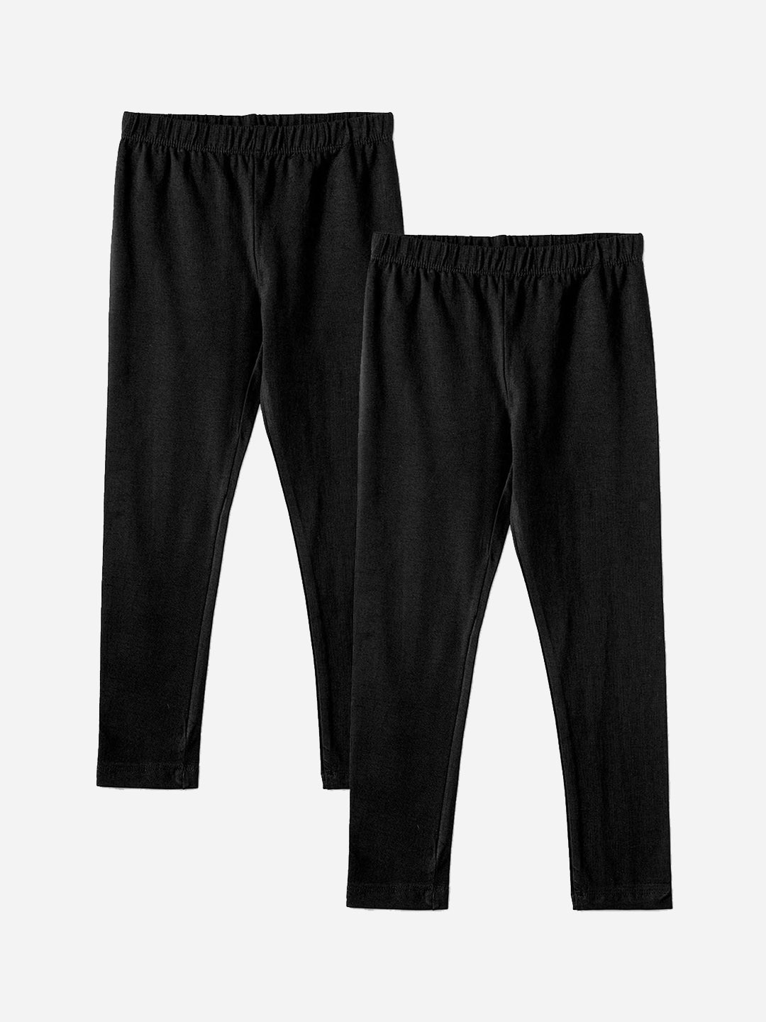 

BAESD Girls Solid Pack Of 2 Ankle-Length Leggings, Black