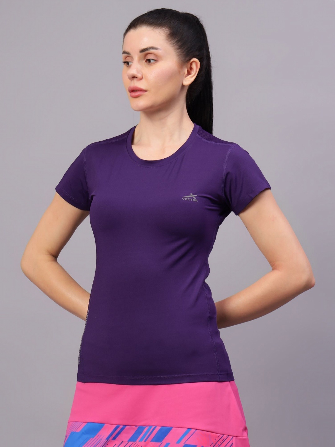 

VECTOR X Women Solid Round Neck T-Shirt, Purple