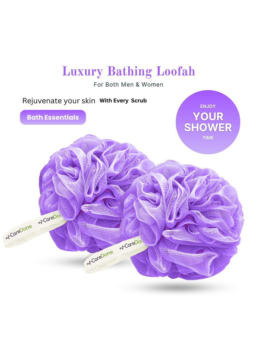 

CareDone Set of 2 Large Bath Loofah Sponge, Purple