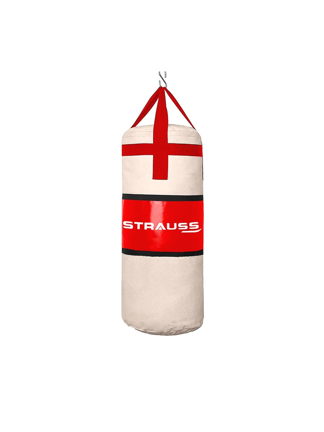 

STRAUSS Canvas Heavy Duty Filled Gym Punching Bag With Hanging S Hook, Cream