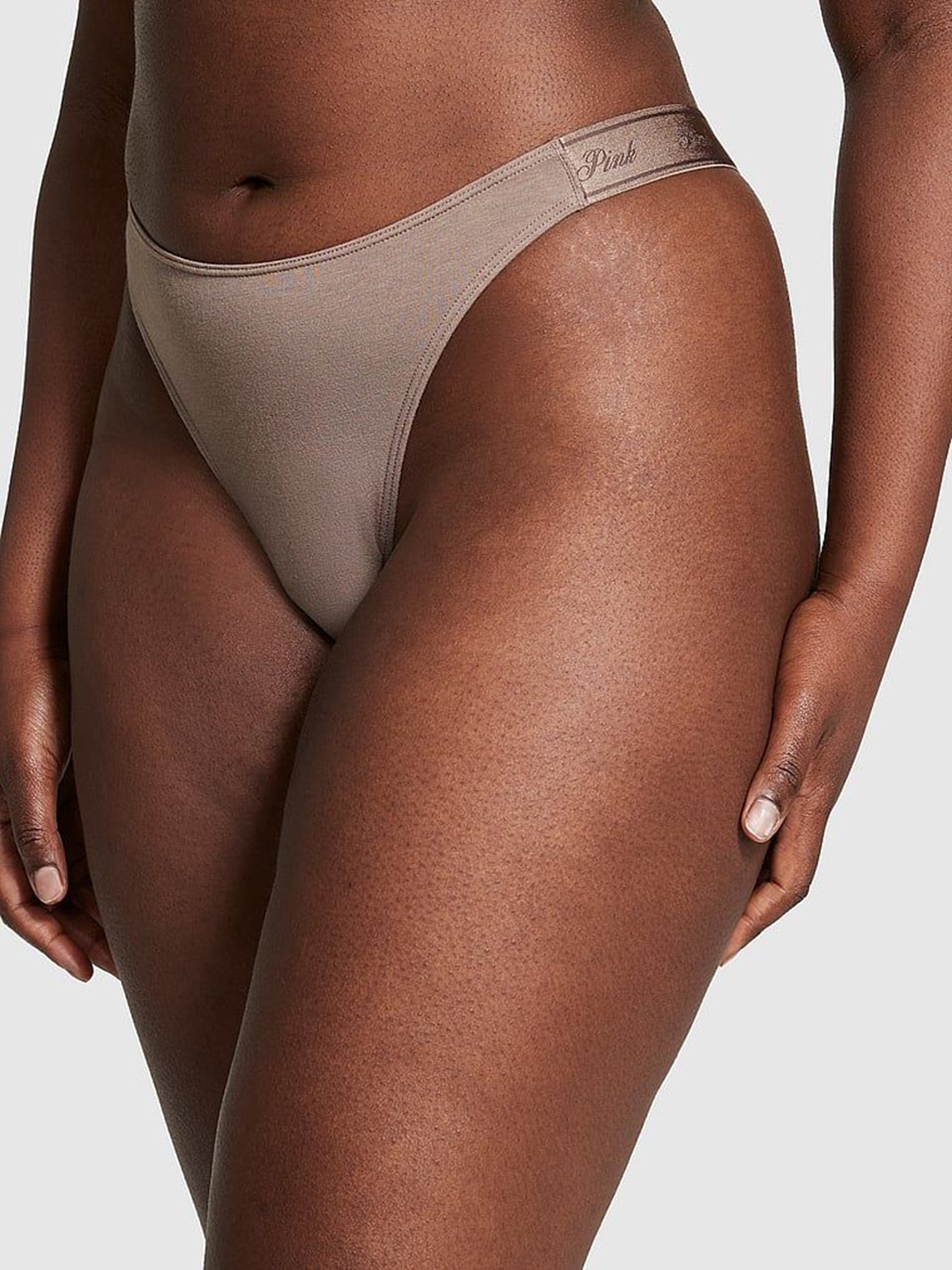 

Victoria's Secret Brand Logo PINK Low Rise Thong Briefs-1124128417N0, Brown