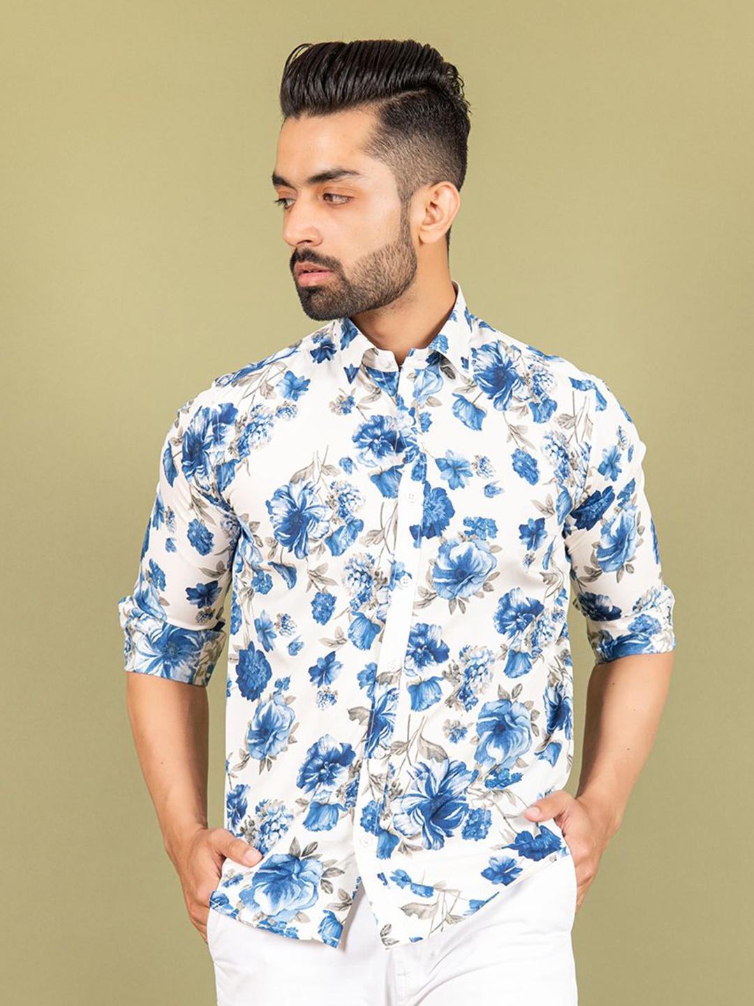 

Tistabene Men Standard Floral Opaque Printed Casual Shirt, Blue