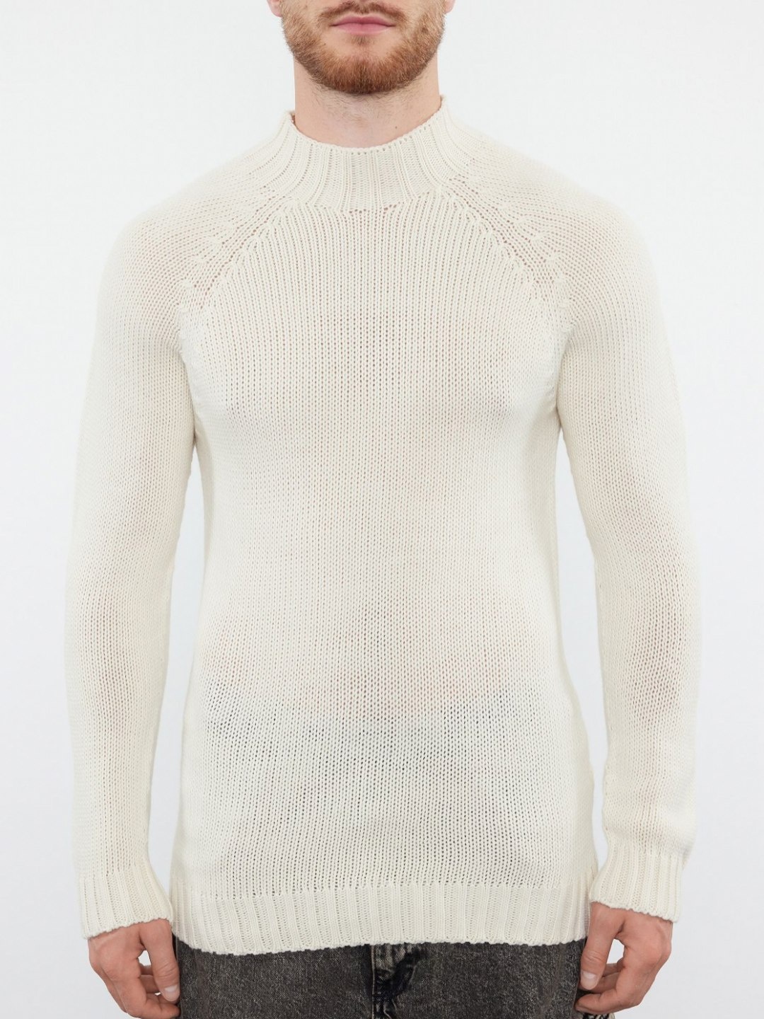 

Trendyol Men Self Design High Neck Sweatshirts, White