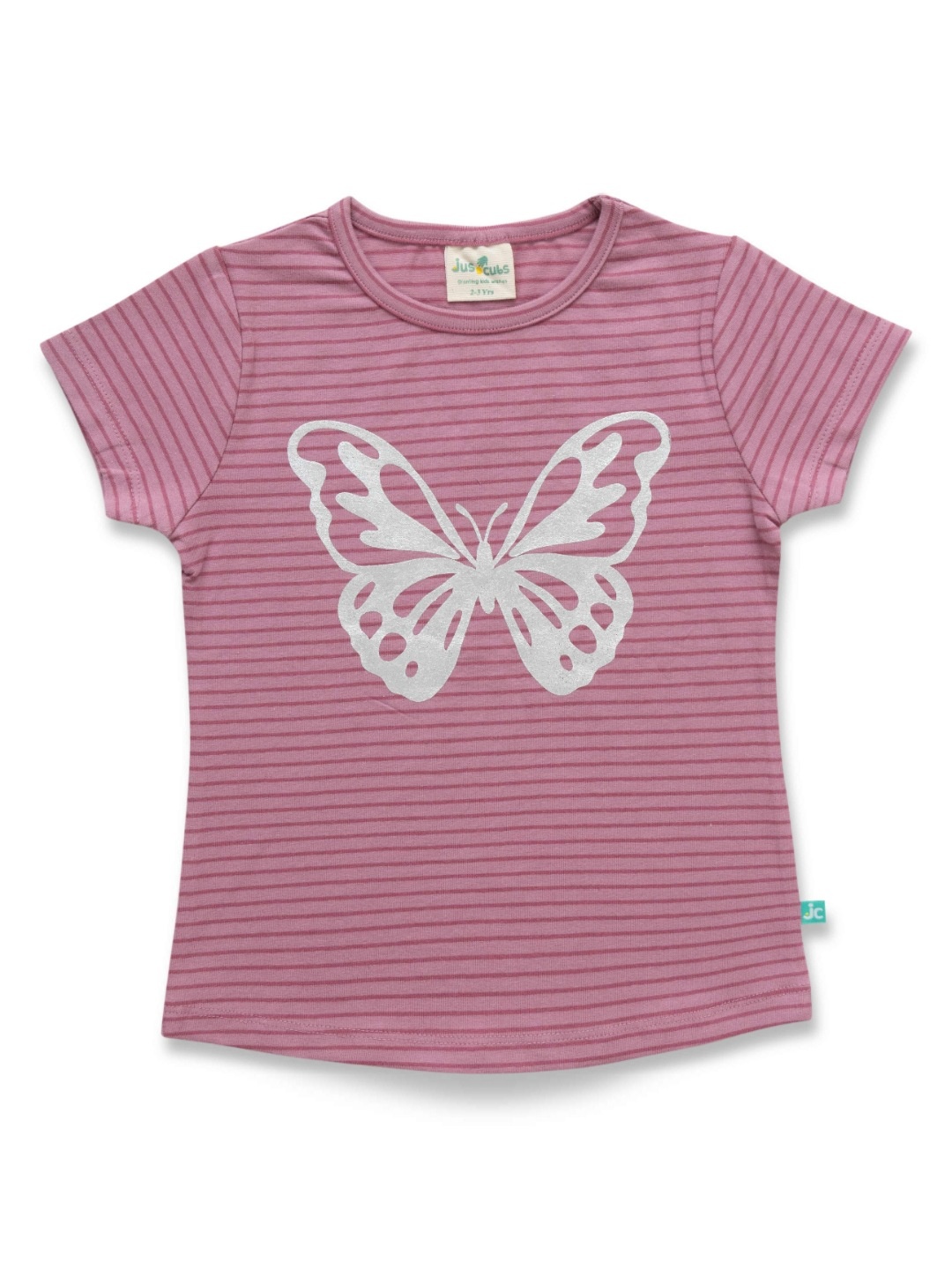 

JusCubs Girls Striped Round Neck Cotton T-Shirt, Maroon