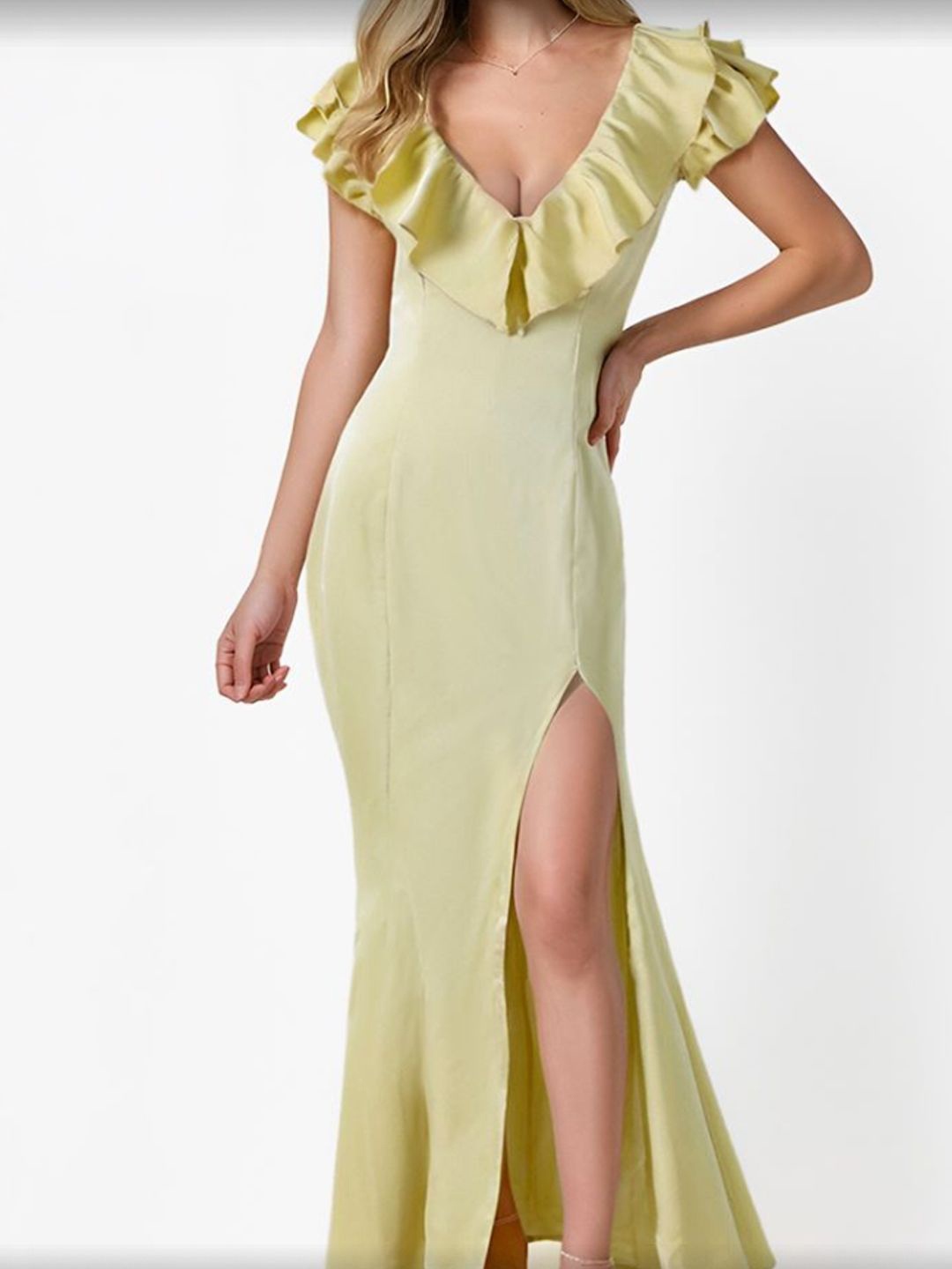 

StyleCast Flutter Sleeve Georgette Maxi Dress, Yellow