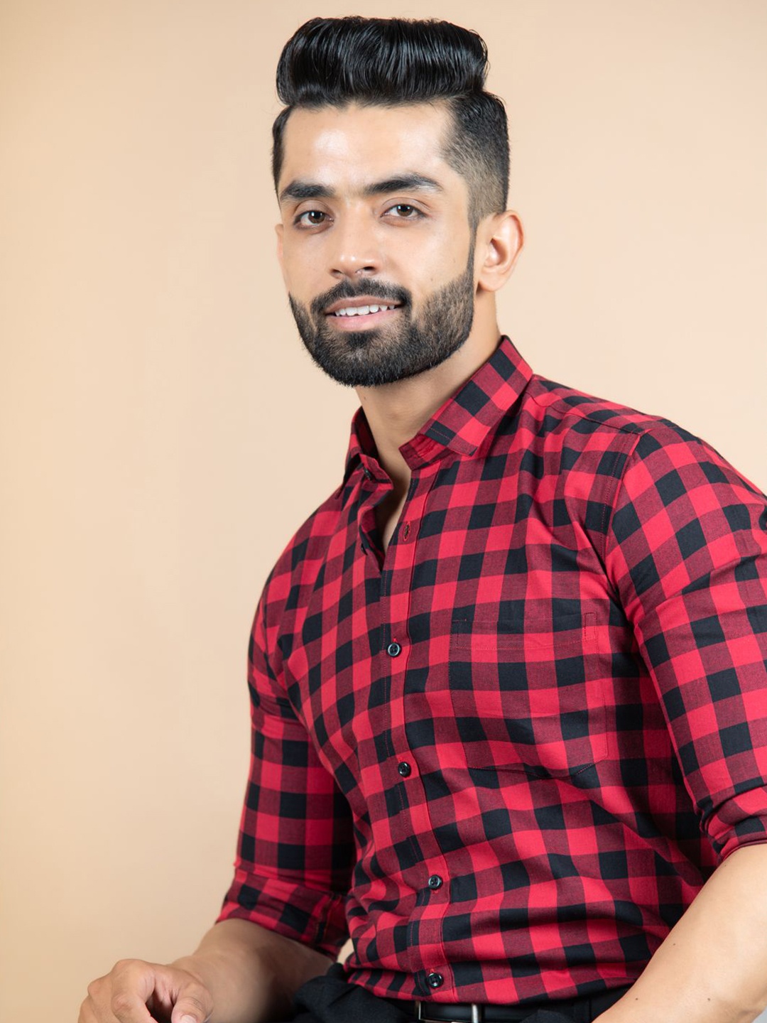 

Tistabene Men Standard Buffalo Checks Opaque Checked Casual Shirt, Red