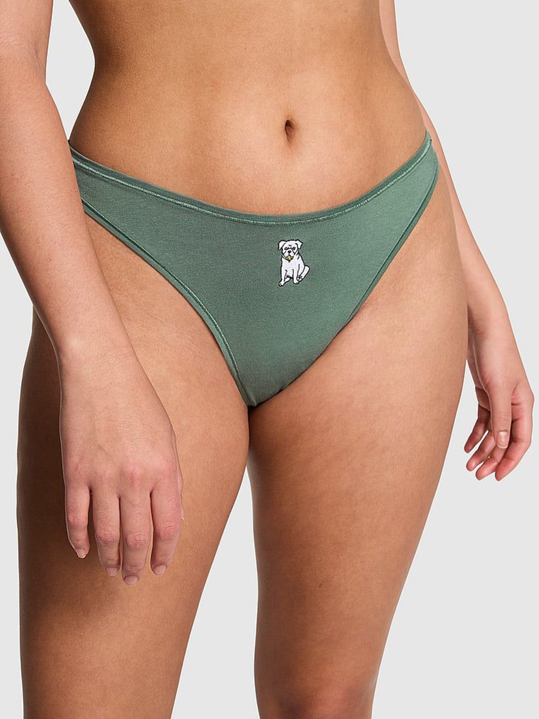 

Victoria's Secret Women Printed Low-Rise Thong Briefs, Green
