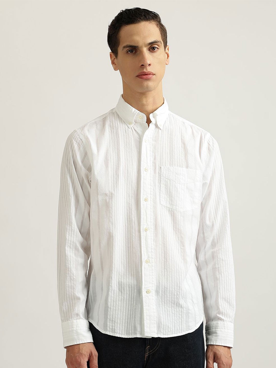 

GANT Men Opaque Striped Casual Shirt, White