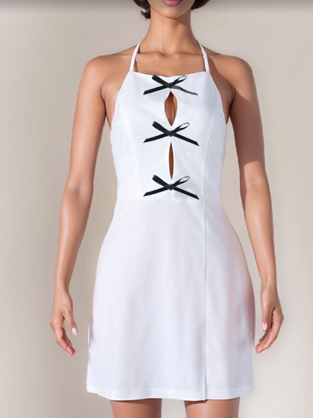 

StyleCast Halter Neck Georgette A-Line Dress, White