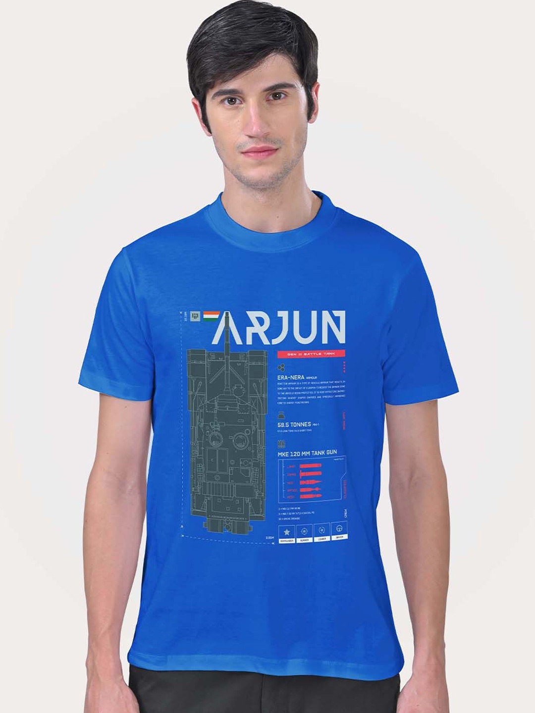 

Aero Armour Unisex Typography Printed Round Neck Cotton T-Shirt, Blue