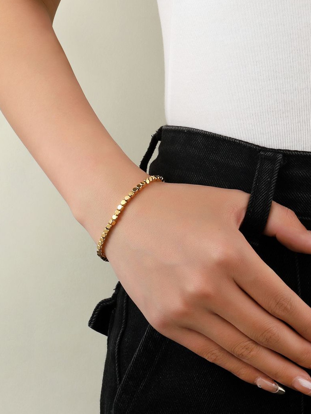 

SALTY Stainless Steel Linked Luxury Wraparound Bracelet, Gold