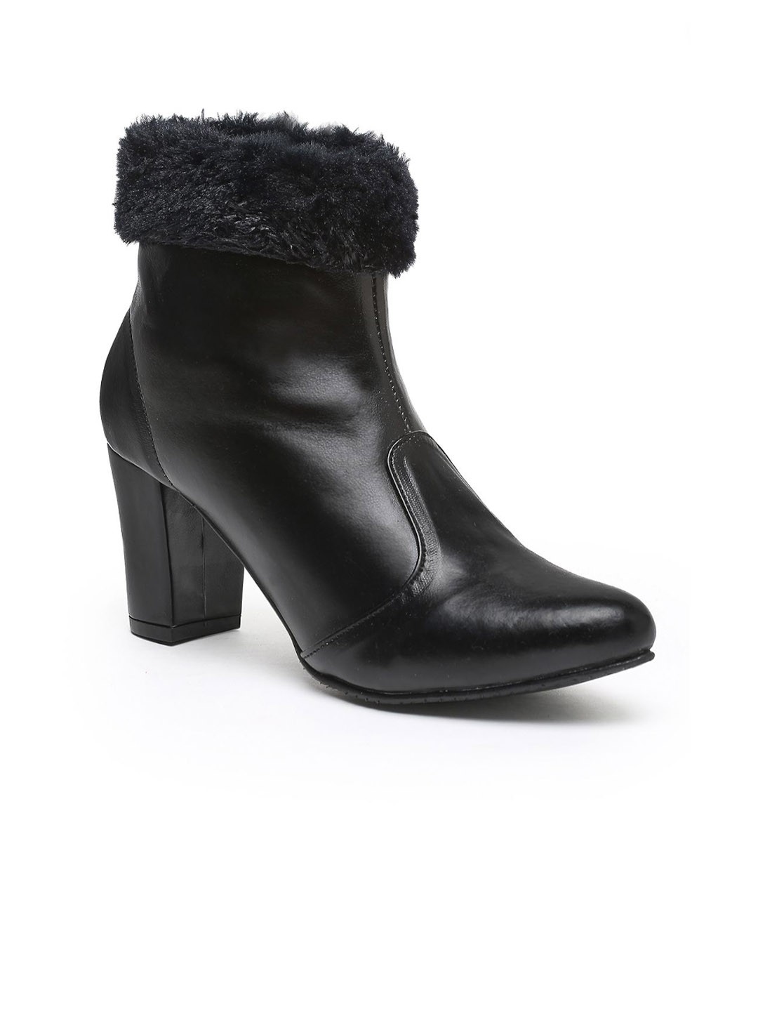 

Flat n Heels Women Pointed Toe Block Heeled Boots, Black