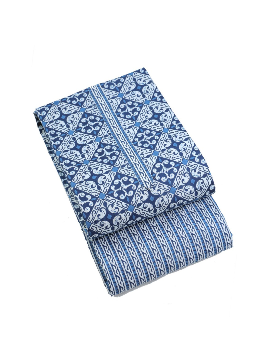 

Sun Fashion And Lifestyle Ethnic Motifs Printed Pure Cotton Unstitched Dress Material, Blue