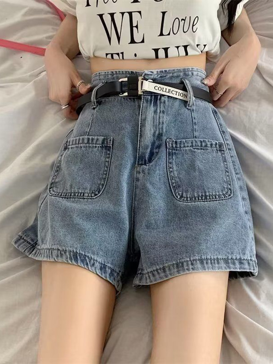 

StyleCast Women Loose Fit High-Rise Denim Shorts, Blue