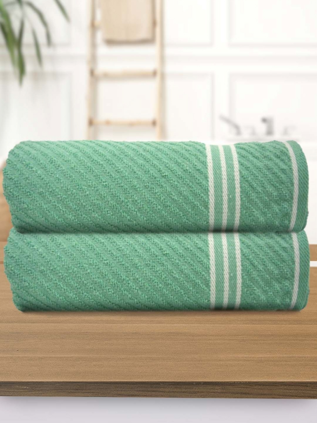 

Aura Green 2 Pieces Cotton 400 GSM Bath Towel