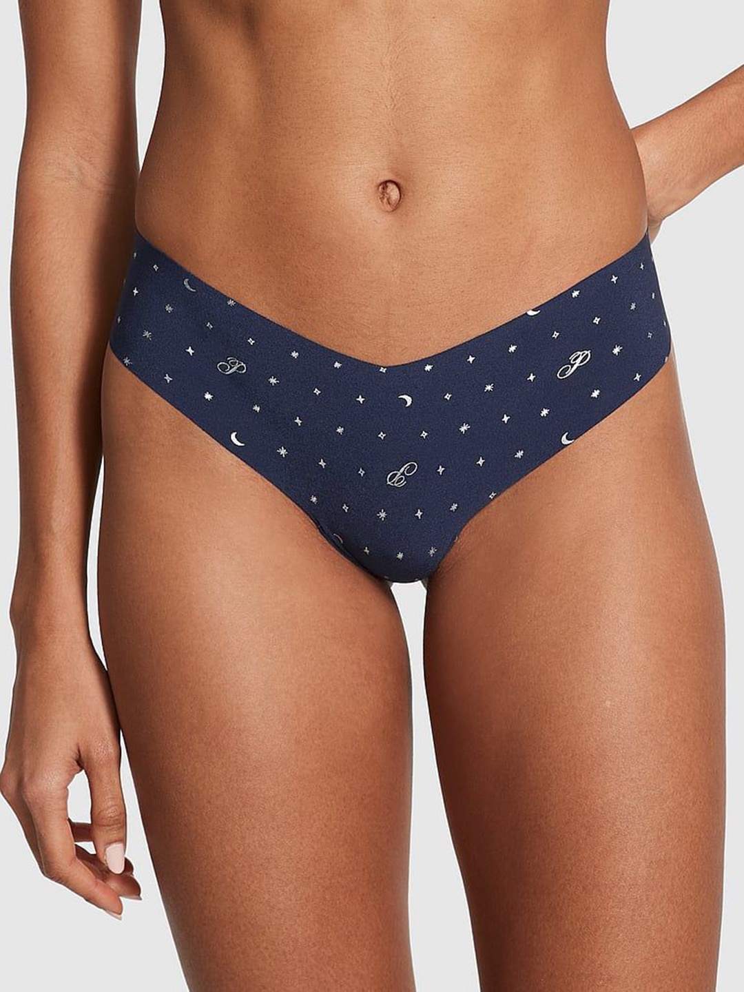 

Victoria's Secret PINK Printed Low Rise Thongs Briefs, Navy blue
