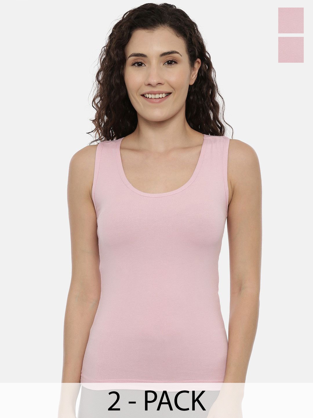 

GOLDSTROMS Pack Of 2 Cotton Sleeveless Non Padded Camisoles, Pink