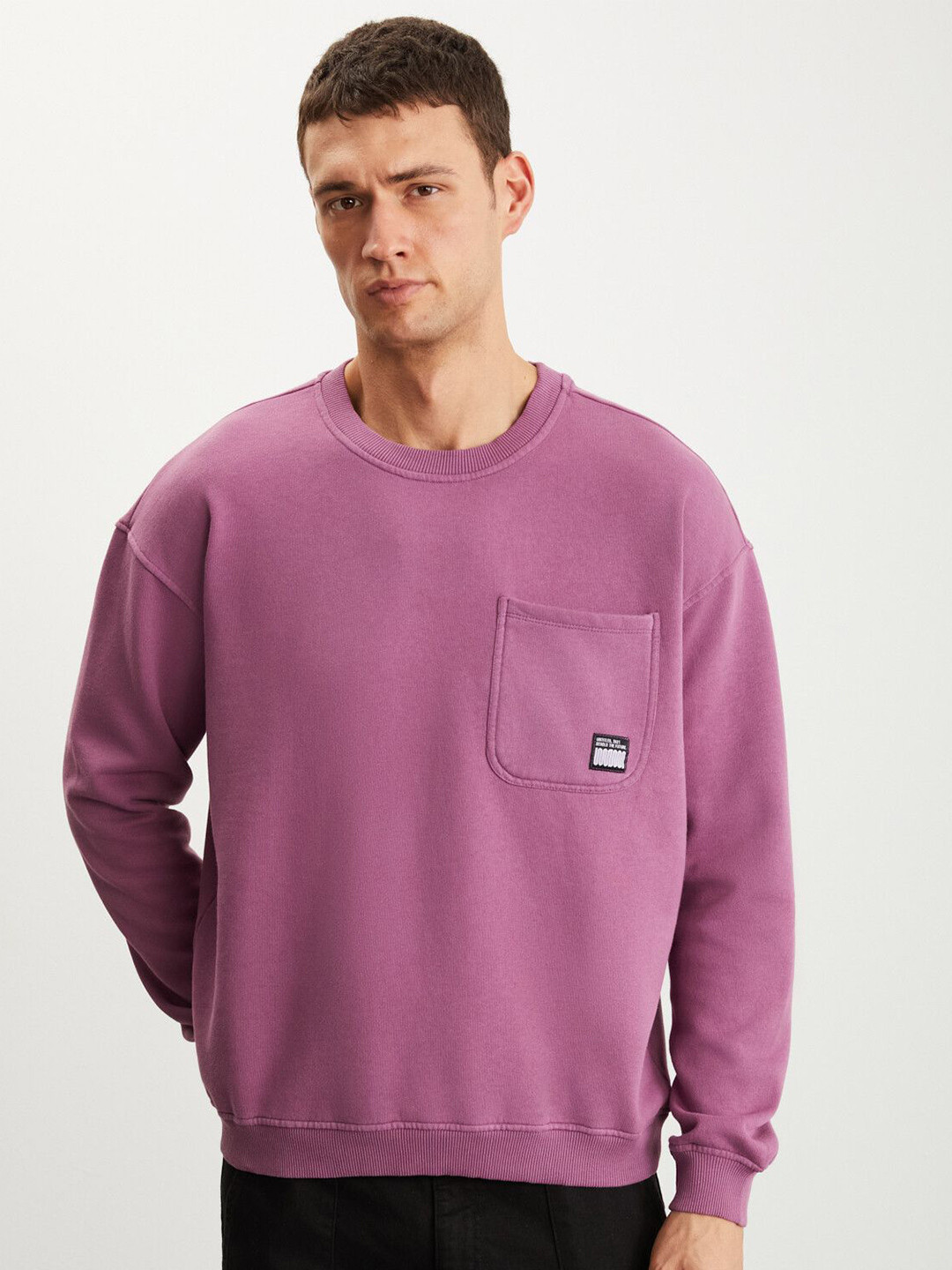 

GRIMELANGE Men Pullover Sweatshirt, Magenta