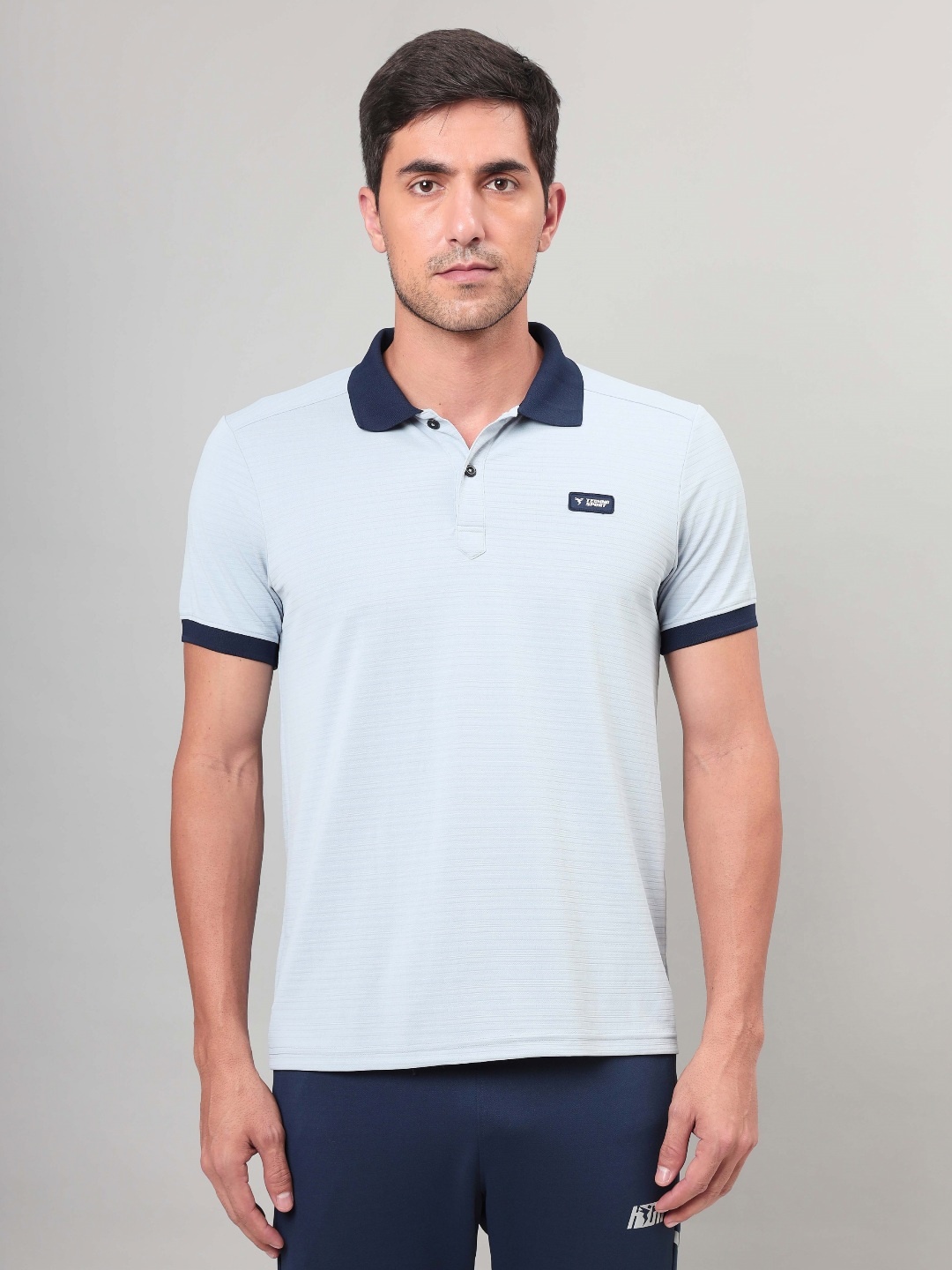 

Technosport Men UPF50 Self Design Polo Collar Slim Fit T-Shirt, Blue