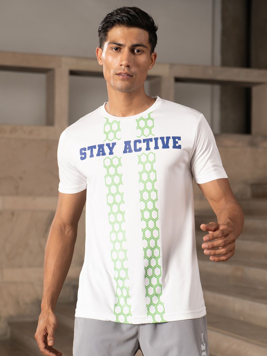 

Fit Monkey Men Dri-FIT Typography Printed Round Neck T-Shirt, White